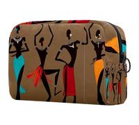 Dancing Africa Trousse de toilette pour femme avec fermeture éclair Motif ethnique tribal, multicolore, 18.5x7.5x13cm/7.3x3x5.1in, Trousse de toilette