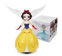 Dancing Angel Ice Princess Toy Doll with Wings Interactive Revolving Cute Doll Colorful LED Lights and Music