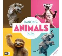 Dancing Animals Broschürenkalender 2026 - 30x30 - Art12 | Witziger Kalender mit KI-Bildern im schlanken Hochformat (aufgeklappt 30x60 cm) | Notizen