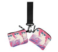 Dancing Cats Peach Lot de 2 étuis à cartes pour femme avec dragonne pour un usage quotidien, chats dansants pêche, 1 size, Décontracté