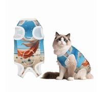 Dancing Dolphins Combinaison de convalescence pour chien, 100 % coton respirant avec imprimés mignons, alternative au cône pour le soin des plaies stérilisées, animaux domestiques mâles et femelles