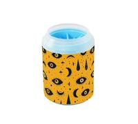 Dancing Eyes Kit de nettoyage des pattes de chien réutilisable avec poils en silicone souple pour chiens de petite, moyenne et grande race Orange