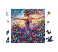 Dancing Fille with Butterflies 100 Pièces Puzzle Collectionneur en Carton Haute Qualité Haute Difficulté Décoration Murale Oeuvre d'art Cadeau Noël Premium 28x28cm