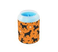 Dancing Labrador Dog Orange Halloween Portable Pet Foot Cleaner with Soft Silicone Brush Feet Cleaning Kit for Cats Dogs