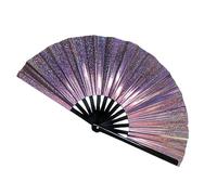 Dancing Popping Fan - Foldable Reflective Performances Fan | PVC Fantasy Holographic Effect Accessory | Hand Fan Bulk Hand Clap Fan Popping Fan | Dance Popping Fan For Music Festivals Carnival