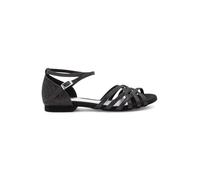 Dancing Queens - Chaussures de danse Joy en microfibre pailletée - Talon de 1 cm - Semelle plate et extérieure, Noir , 35 EU