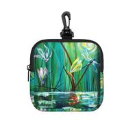 Dancing with Dragonflies Pochette carrée à fermeture éclair avec imprimé intégral - Petit sac de rangement imperméable, léger et durable pour pièces de monnaie, cartes, clés, pour voyage et usage