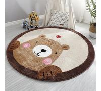Dancmiu Tapis rond moelleux pour chambre d'enfant, crèche, tapis de jeu antidérapant pour chambre à coucher, tapis de sol rond épais pour filles et garçons, joli tapis à ramper