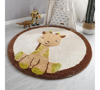 Dancmiu Tapis rond moelleux pour chambre d'enfant, crèche, tapis de jeu antidérapant pour chambre à coucher, tapis de sol rond épais pour filles et garçons, joli tapis à ramper