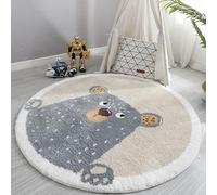 Dancmiu Tapis rond moelleux pour chambre d'enfant, crèche, tapis de jeu antidérapant pour chambre à coucher, tapis de sol rond épais pour filles et garçons, joli tapis à ramper