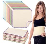 Dandat Lot de 10 serviettes en flanelle de coton pour huile de ricin - 27,9 x 30,5 cm - 1 pli - Réutilisable - Bords pastel - Serviettes sans papier pour se détendre, lire, méditer, masser, 10