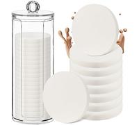 Dandat Lot de 20 éponges de maquillage blanches avec récipient en acrylique - Éponge ronde en mousse - Pour maquillage humide et sec - Double usage