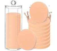 Dandat Lot de 20 éponges de maquillage rondes avec récipient en acrylique - Éponge compacte - Éponge cosmétique ronde - Pour maquillage du visage - Mélangeur de poudre pour maquillage humide et sec