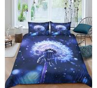Dandelion Bloom Linge de Lit Microfibre 3 Pièces Imprimé en 3D Super Douce Fantaisie Nature Art Parure de Lit avec Fermeture Éclair Résistante for Décoration de Chambre Double（200x200cm）