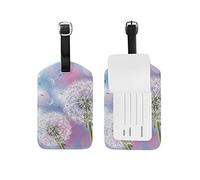 Dandelion De Mouche Bleue Blanche Etiquettes à Bagages de Valises Etiquette Nom Adresse ID en Cuir Tags pour Le Voyage(2pcs)
