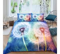 Dandelion Flowers Ensemble De Literie 3 pièces Imprimé en 3D Hypoallergique Abstrait Nature Art Parure de Lit avec 2 x Taies d'oreiller Confortable for Décoration de Chambre Super King（260x220cm）