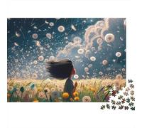 Dandelion rêves 1000 Pièces Puzzle Adulte Carton Épais Anti-Stress Détente pour Experts Difficile avec Affiche Guide sans Défaut 52x38cm/1000pcs