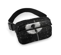 Dandelion Sac banane noir et blanc pour homme et femme Sac banane réglable décontracté pour voyage, sport, randonnée, blanc, 20,1 x 13 cm, blanc, 7.9x5.1inches