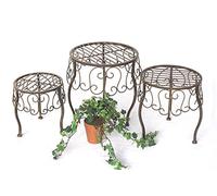 DanDiBo 140129 Lot de 3 tabourets / supports pour fleurs / porte-plantes / tables d'appoint