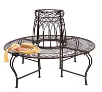 DanDiBo 96003 Banc rond en métal résistant aux intempéries Marron Ø 130 cm