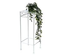 DanDiBo 96314 Tabouret à fleurs rectangulaire en métal blanc 70-50 cm Support de fleurs moderne avec colonne de fleurs (60 cm)