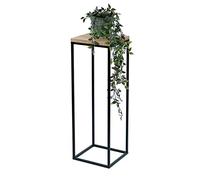 DanDiBo 96352 Tabouret à fleurs rectangulaire en métal et bois Noir 70 cm, Porte Plante