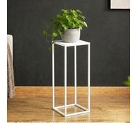 DanDiBo 96482 M Support à fleurs carré en métal blanc 60 cm Tabouret à fleurs Table d'appoint Colonne de fleurs Tabouret moderne pour plantes (60 cm)