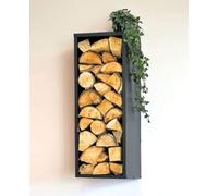 DanDiBo 96542 Étagère murale pour bois de cheminée en métal noir 80 cm avec paroi arrière