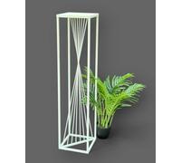 DanDiBo 96568 Tabouret à fleurs carré en métal blanc 100 cm Support pour plantes Design moderne