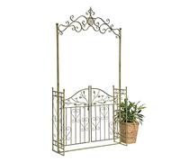 DanDiBo Arche à rosiers avec porte en métal - Largeur : 130 cm - Vert - 93997 - Arche ronde - Résistant aux intempéries - En fer massif