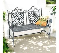 DanDiBo Banc de jardin 2 places résistant aux intempéries en métal gris 120 cm 96592