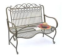 DanDiBo Banc en métal Banc de jardin JC150014 Banquette Banc de parc 2-places 110 cm Patina vert