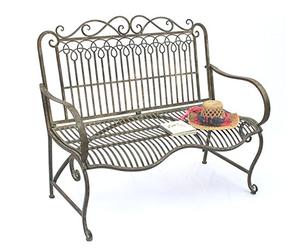 DanDiBo Banc en métal Banc de jardin JC150014 Banquette Banc de parc 2-places 110 cm Patina vert