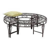 DanDiBo Banc rond en métal résistant aux intempéries Marron Ø 135 cm 96188