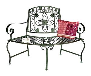 DanDiBo Bancs de jardin semi-circulaire en métal résistant aux intempéries Vert 130 cm