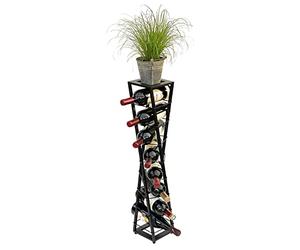 DanDiBo Esperanza Casier à vin design en métal noir 80 cm Étagère à bouteilles debout Porte-bouteilles Support de fleurs