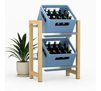 DanDiBo Étagère à 2 caisses à boissons en bois bambou aspect acier inoxydable 96657 Étagère à boissons Étagère pour caisses à boissons Étagère à bière