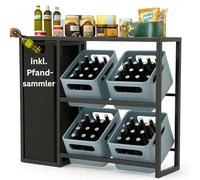 DanDiBo Étagère à 4 caisses à boissons avec étagère 2 en 1 - En métal noir - 96647 - Étagère à boissons - Étagère à boissons