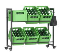 DanDiBo Étagère à 6 caisses à boissons avec grille crochets roulettes en métal noir 96652 Étagère à boissons Étagère à boissons Récipient