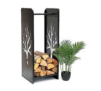 DanDiBo Étagère à bois de cheminée en métal noir pour l'intérieur, 100 cm, 96428, étagère étroite pour bois de chauffage, support pour bois de cheminée
