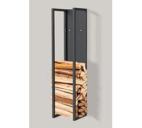 DanDiBo Étagère à bois de cheminée intérieure en métal noir Support à bois de cheminée 100 cm avec paroi arrière suspendu au mur 96357 Panier à bois Support à bois de cheminée Étagère à bois (Hauteur