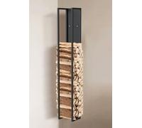 DanDiBo Étagère à bûches d'intérieur en métal noir avec paroi arrière au mur - Panier à bois à suspendre - Support pour bois de cheminée - Hauteur : 160 cm