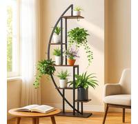 DanDiBo Étagère à fleurs d'intérieur - 160 cm de haut - En métal noir - Semi-ronde - 96645 - Grand support rond pour plantes - Design moderne
