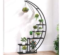 DanDiBo Étagère à fleurs d'intérieur - 170 cm de haut - En métal noir semi-circulaire - Grand support rond pour plantes - Design moderne