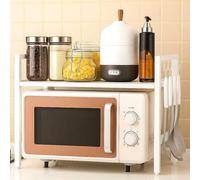 DanDiBo Étagère à micro-ondes réglable - Blanc - 2 niveaux - 40-64 cm - 96683 - Étagère de cuisine