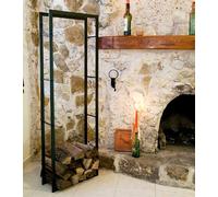 DanDiBo Etagère bois de cheminée XXL Noir Porte bois de chauffage 150cm Corbeille bois Porte bois de cheminée Etagère en bois