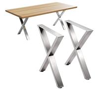 DanDiBo Lot de 2 pieds de table en acier inoxydable - 72 x 60 cm - Hauteur réglable - 96676