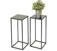 DanDiBo Lot de 2 tabourets à fleurs carrés en métal noir de 62,5 cm - Table d'appoint 434 - Support moderne pour plantes
