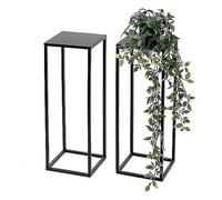 DanDiBo Lot de 2 tabourets à fleurs en métal noir 50 cm 96315 S Table d'appoint Colonne de fleurs moderne Support pour plantes