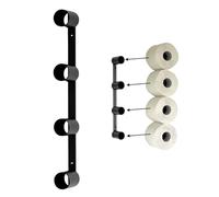 DanDiBo Porte-rouleau de papier toilette mural en métal noir - 4 supports invisibles - Porte-rouleau de papier toilette de rechange